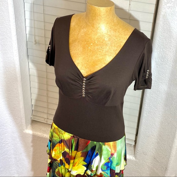 BLUE D’AZUR FRANCE dress short sleeves 10 brown - Picture 2 of 11